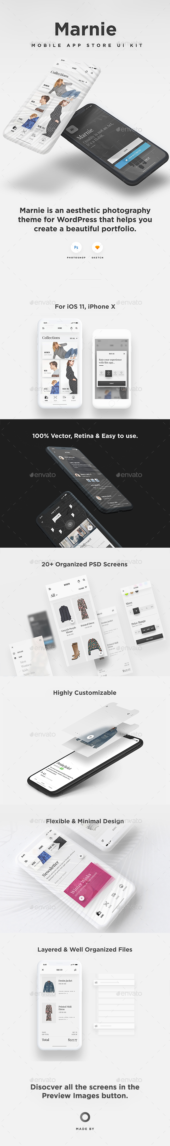 Marnie - Mobile eCommerce Store UI Kit - User Interfaces Web Elements