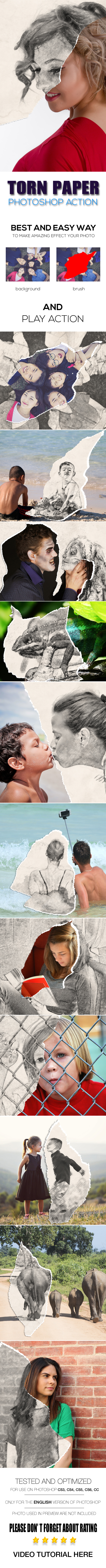 Torn Paper Photoshop Action - Photo Effects Actions