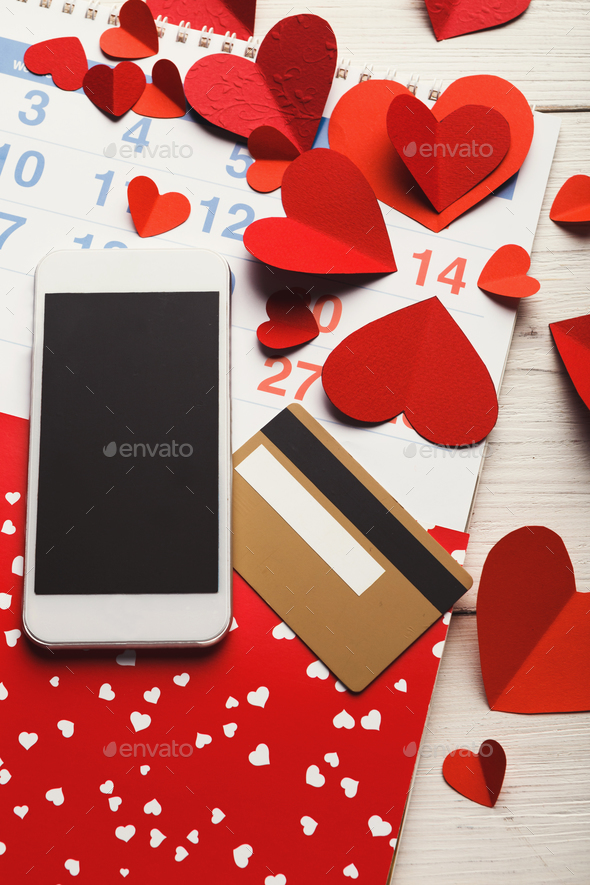 Valentine Day Online Shopping Background With Copy Space Stock Photo By Prostock Studio