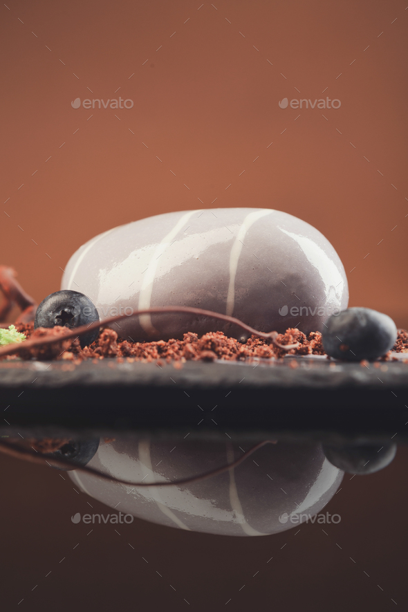 Rockshaped mousse restaurant dessert - Stock Photo - Images