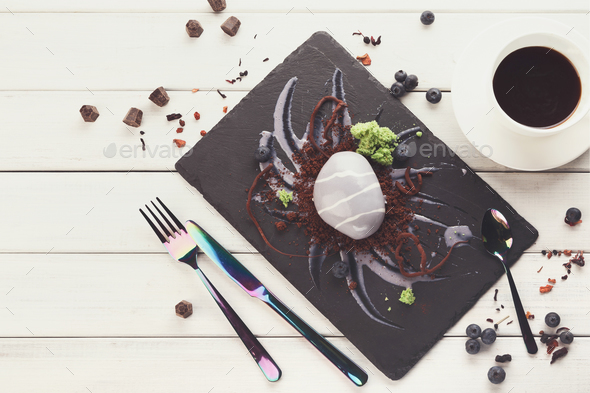 Rockshaped mousse restaurant dessert - Stock Photo - Images