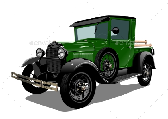 Vector Retro Truck - Man-made Objects Objects