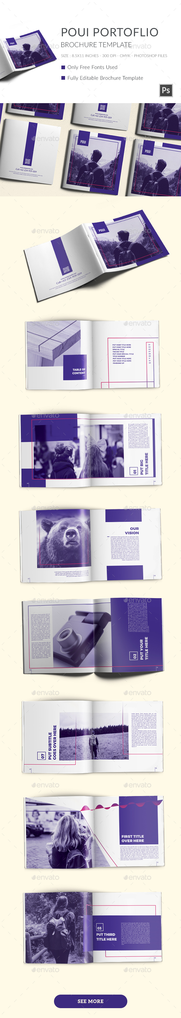 POUI Square Portfolio Brochure Template - Brochures Print Templates