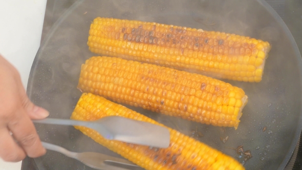 Corn Fried in a Frying Pan