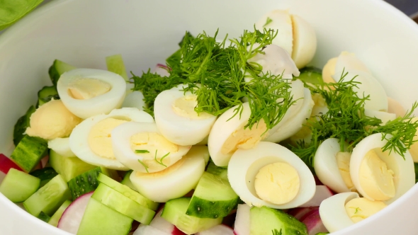Add To the Salad with Quail Eggs Sauce