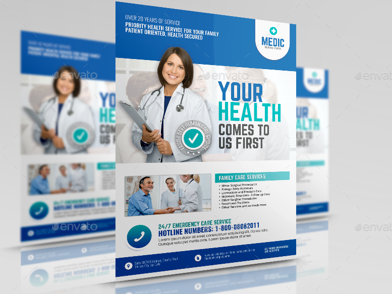 Medical Center and Clinic Promotional Flyer, Print Templates | GraphicRiver