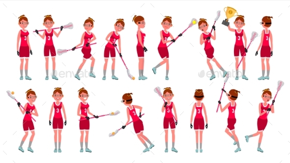 Lacrosse Girl Vector - People Characters