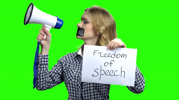 Censored Woman with Taped Mouth Trying To Speak alt