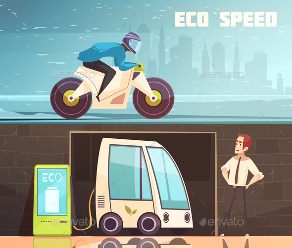 Urban Eco Transport Horizontal Banners