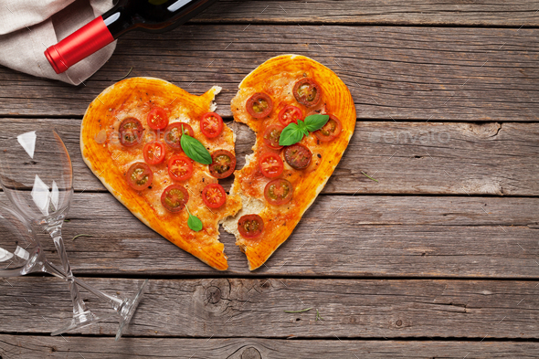 Heart shaped pizza - Stock Photo - Images