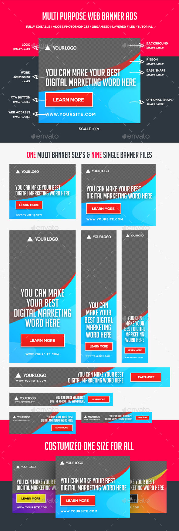 Multi Purpose Web Banner Ads - Banners & Ads Web Elements