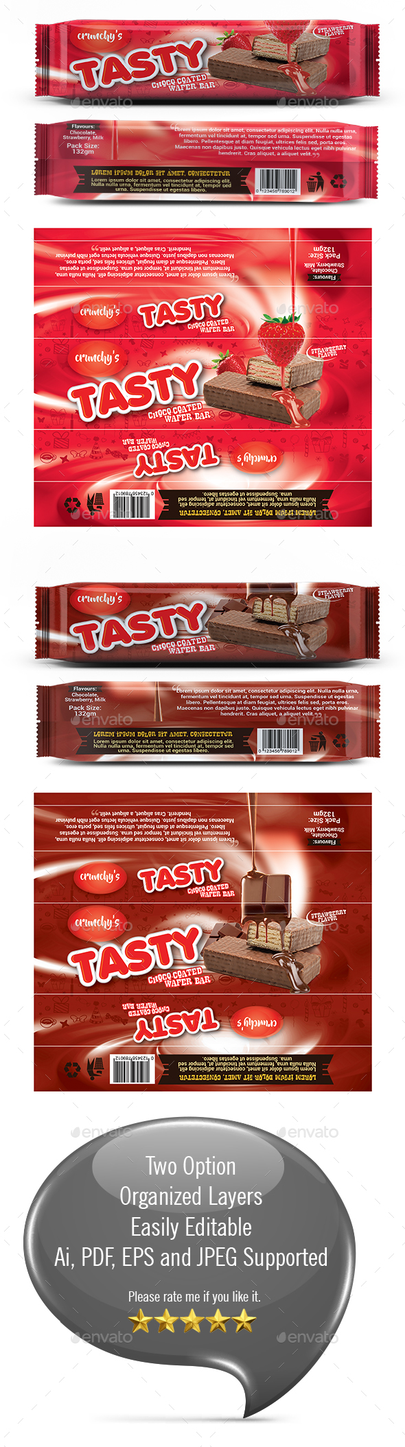 Chocolate Bar Wrapper Tempalte - Packaging Print Templates