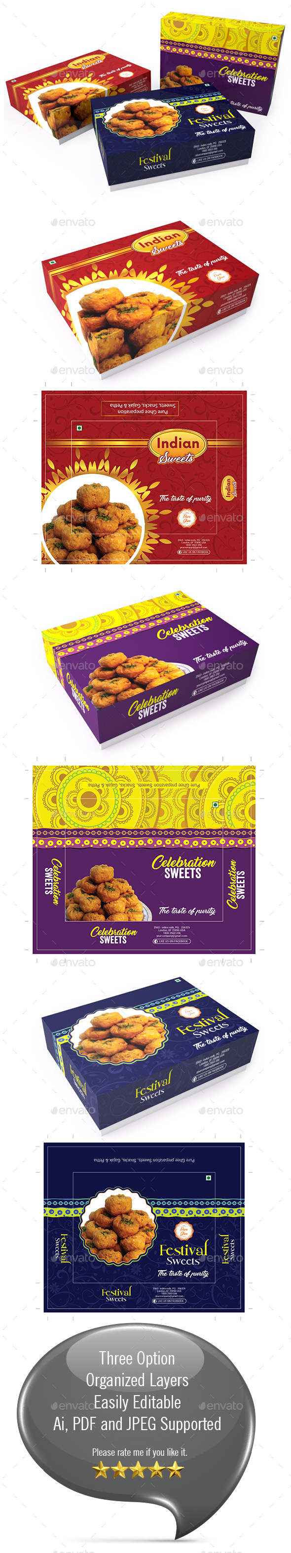 Sweet Box Packaging Template Vol-01 - Packaging Print Templates