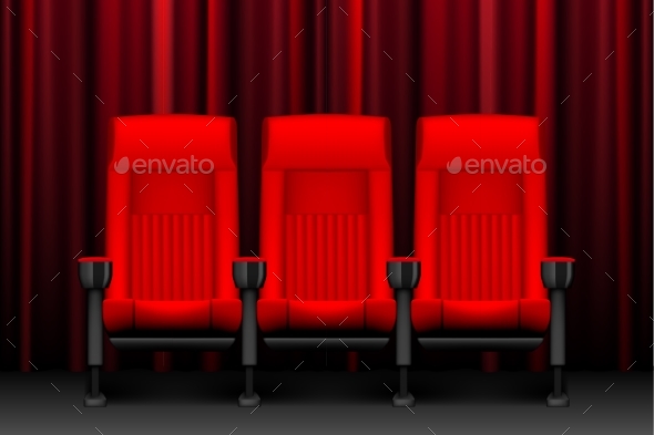 Cinema Show Design with Red Empty Seats. Poster - Objects Vectors