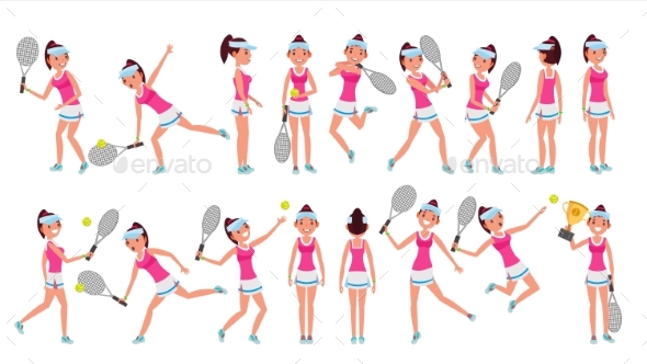 Woman Tennis Player Vector. Playing With The Ball - People Characters