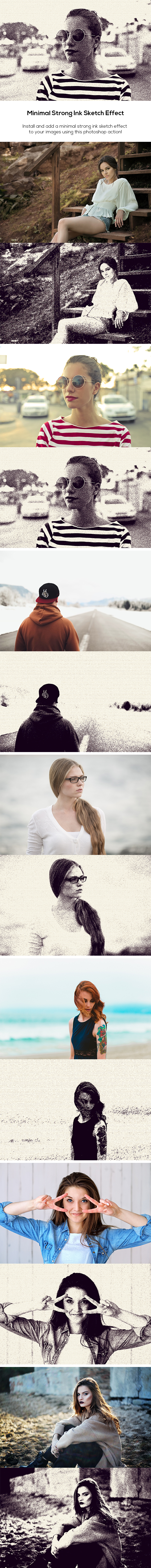 Minimal Strong Ink Sketch Effect - Photo Effects Actions