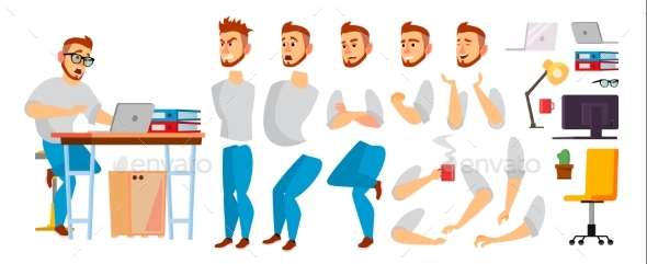 Business Character Vector. Working Male - Business Conceptual