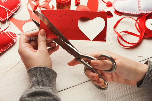 Valentine day handmade gifts background - Stock Photo - Images