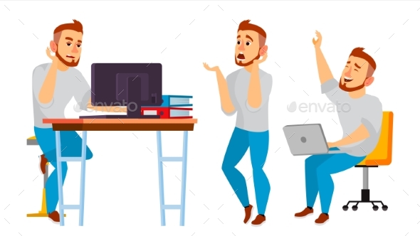 Business Character Vector. Working Man - Business Conceptual