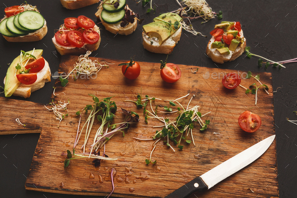 Variety of healthy vegetarian sandwiches - Stock Photo - Images