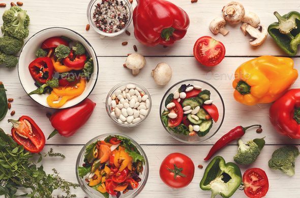 Fresh bright vegetables background - Stock Photo - Images