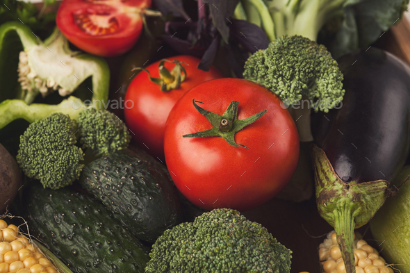 Fresh bright vegetables background - Stock Photo - Images