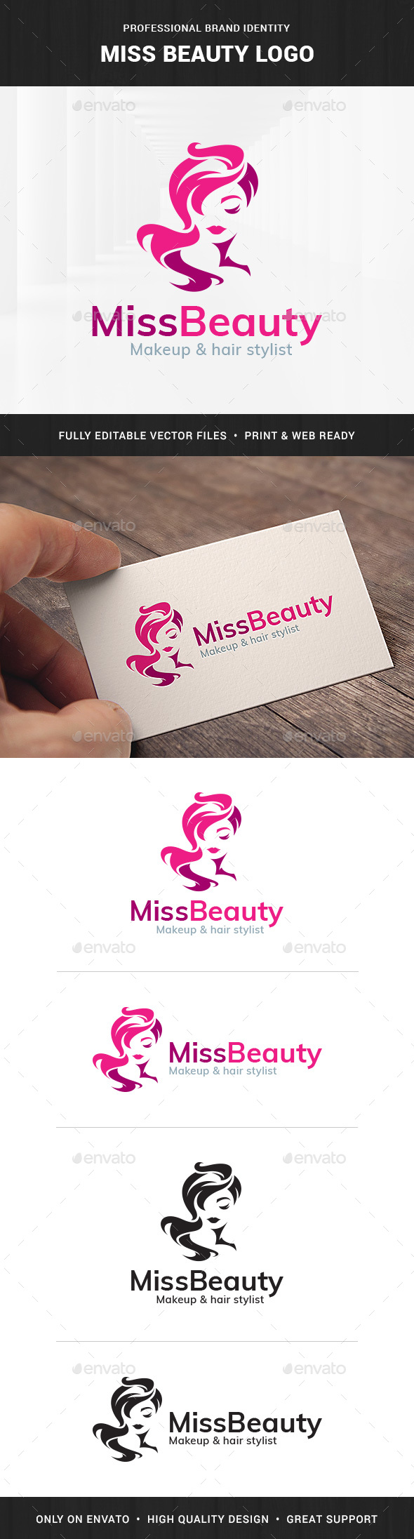 Miss Beauty Logo Template - Humans Logo Templates