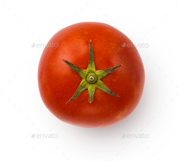 Whole ripe fresh tomato isolated on white background - Stock Photo - Images