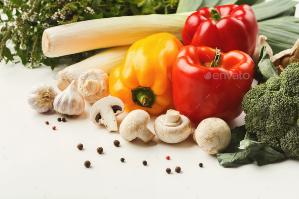 Fresh bright vegetables background - Stock Photo - Images