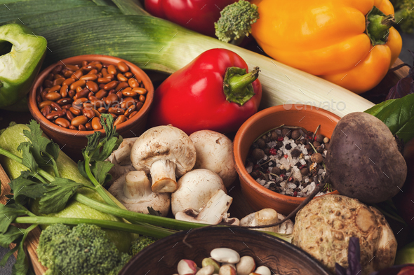 Fresh bright vegetables background - Stock Photo - Images