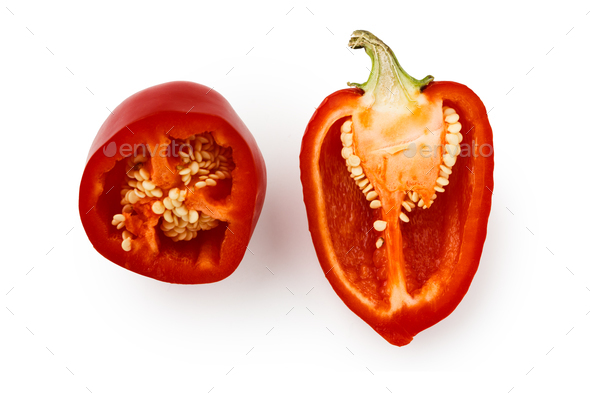 Cut red pepper isolated on white background - Stock Photo - Images