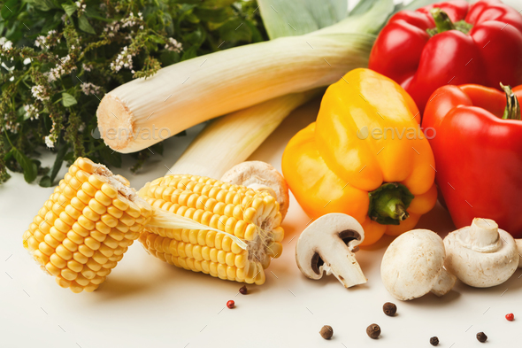 Fresh bright vegetables background - Stock Photo - Images