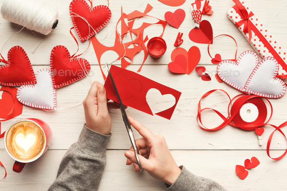 Valentine day handmade scrapbooking background - Stock Photo - Images