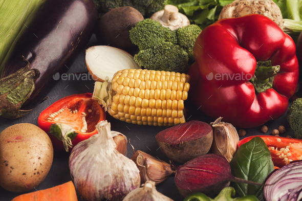 Fresh bright vegetables background - Stock Photo - Images