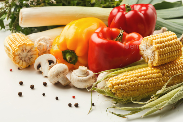 Fresh bright vegetables background - Stock Photo - Images