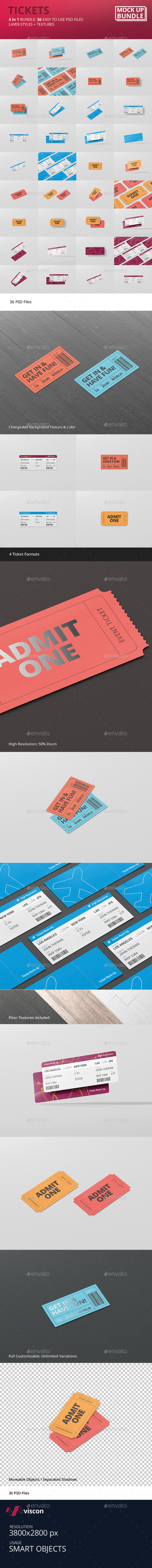 Ticket Mockup Bundle - Miscellaneous Print