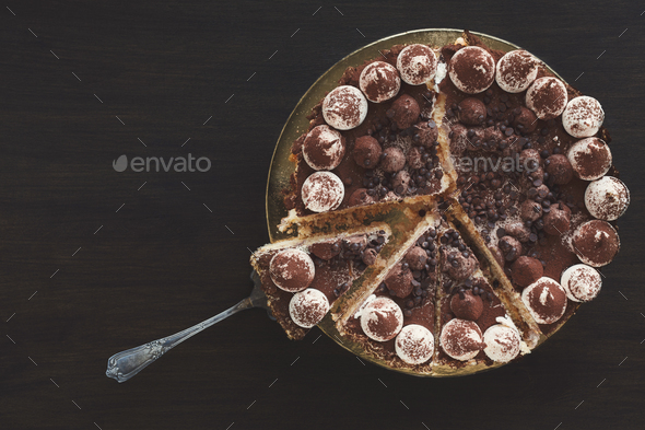 Meringue cake with hazelnuts and buttercream - Stock Photo - Images