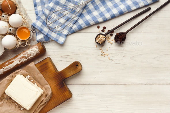 Baking classes or dough making background and mockup - Stock Photo - Images