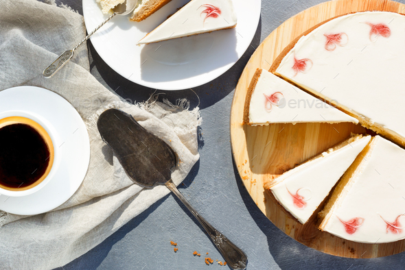 New York cheesecake on dark background - Stock Photo - Images