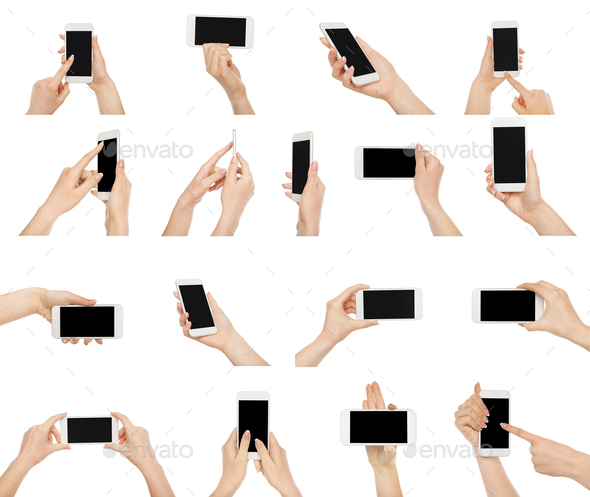 White female hands with smartphone - Stock Photo - Images