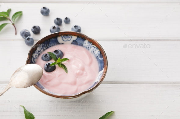 Healthy breakfast on white wooden table - Stock Photo - Images