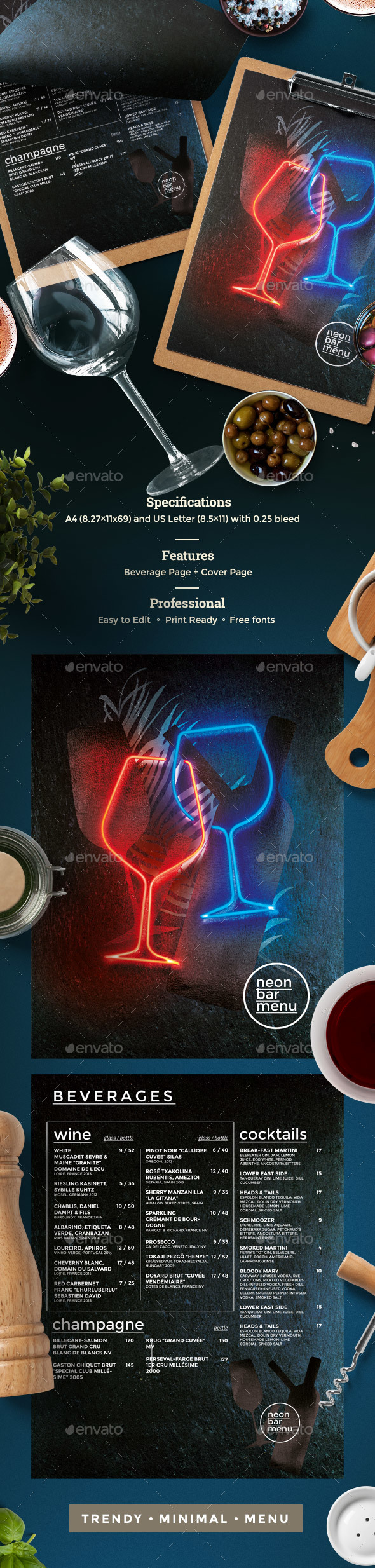 Cocktail Drinks Menu - Food Menus Print Templates