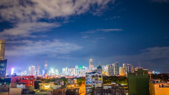 View of Makati Skyscrapers in Manila City. Skyline at Night, Philippines. alt