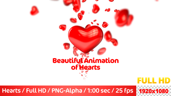 Beautiful Flying 3D Hearts