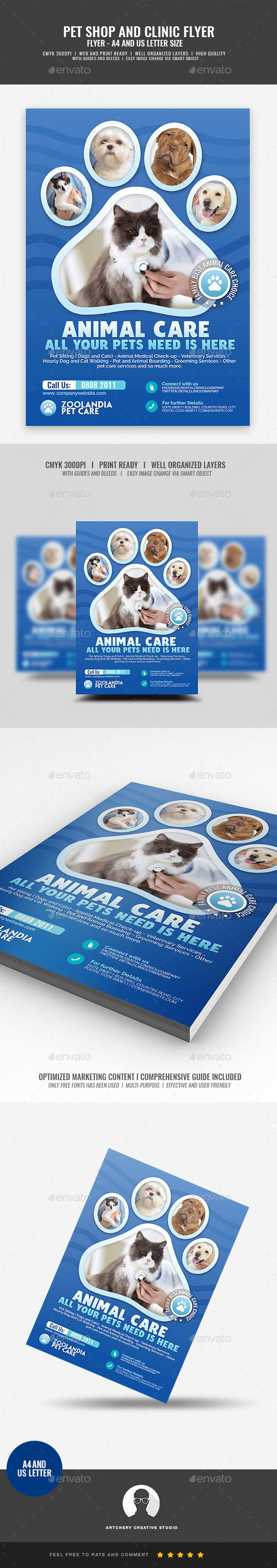 Pet Care Shop and Clinic Flyer - Corporate Flyers