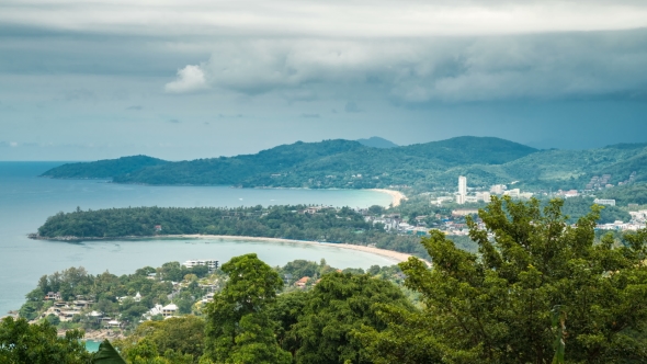 Cloudy Weathervi On The View Point Karon Beach Kata Beach Patong Beach In Phuket Island By Timelapse4k