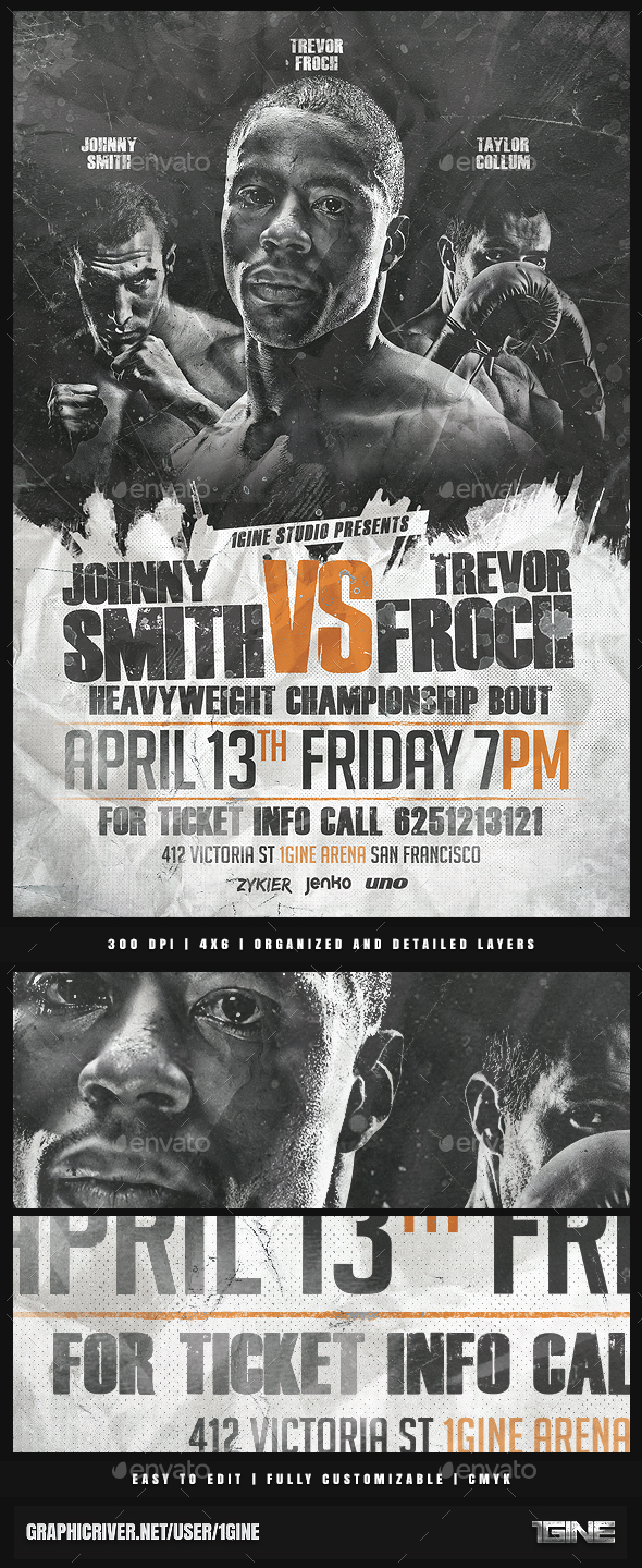 Fight Night Flyer Template - Sports Events