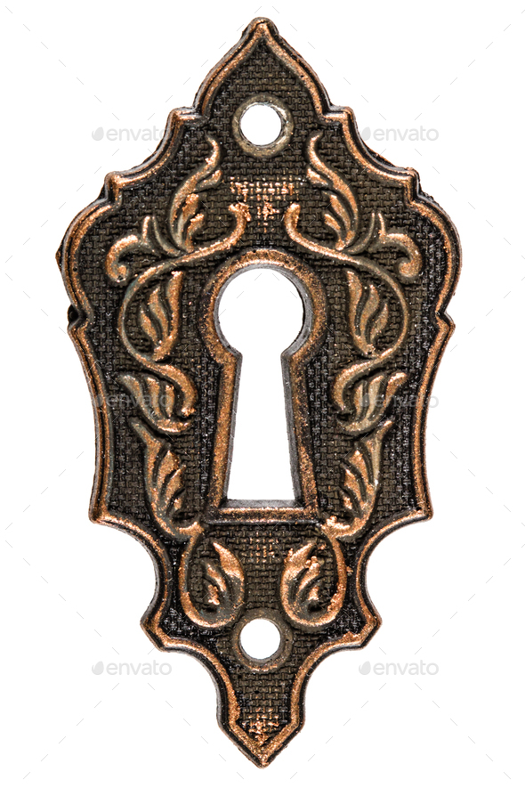 The keyhole, decorative design element, isolated on white backgr Stock