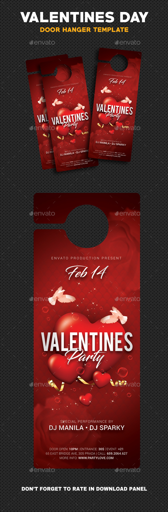 Valentines Day Party Door Hanger - Cards & Invites Print Templates
