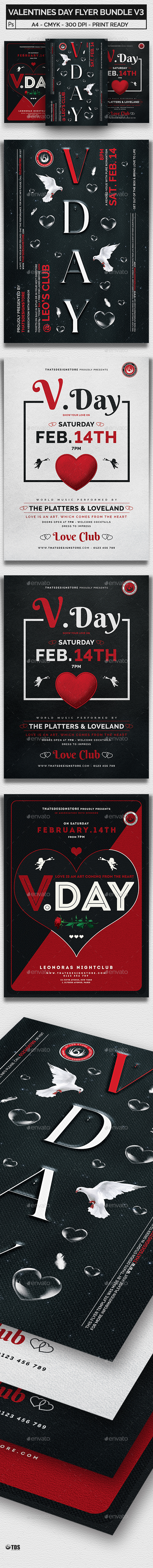 Valentines Day Flyer Bundle V3 - Clubs & Parties Events